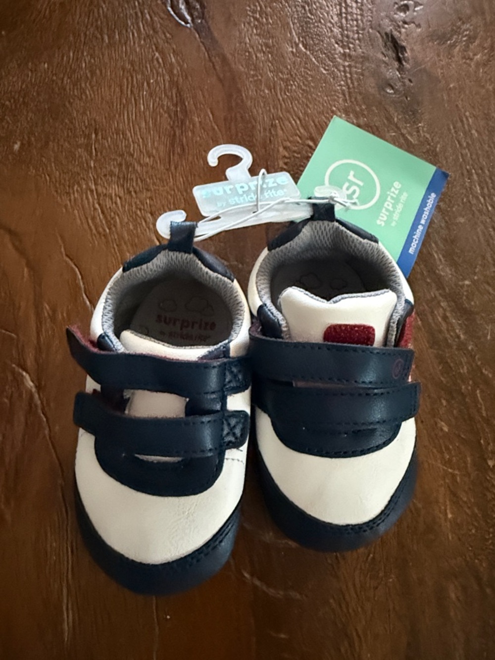 Stride Rite Navy and White Double-Strap Baby Sneakers